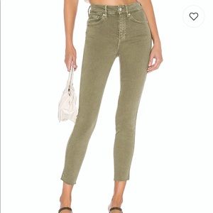 Free People High Rise Raw Hem Skinny Jeggings Army